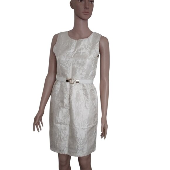 Rachael G. Beige Printed Dress, Size M - Picture 1 of 16